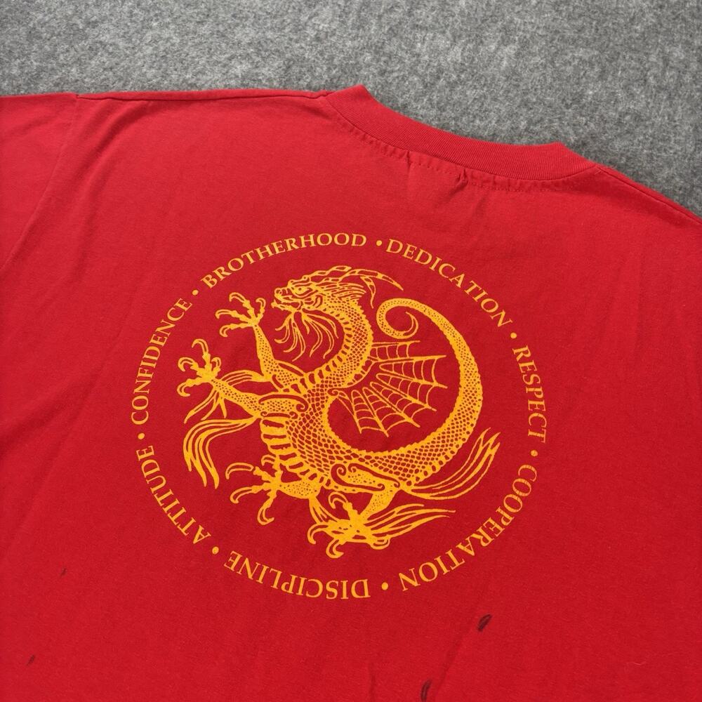 Vintage 90s Red Dragon Karate Shirt Hanes Men’s XL Single Stitch Made in USA